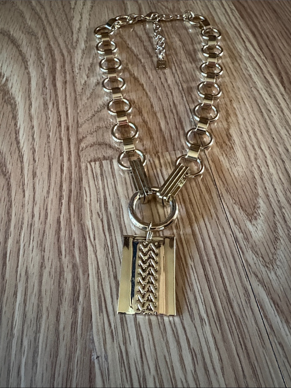 DANNIJO ELISA POLISHED GOLD-TONE RECTANGULAR PENDANT 16 - 19" NECKLACE